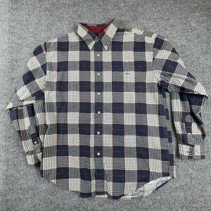 VTG Bugle Boy Company Shirt Mens Large Blue Plaid Long Sleeve Button Down Casual